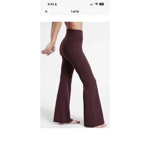 Athleta Womans Lg Elation Ultra High Rise Flare Pant Spiced Cabernet NEW Tags